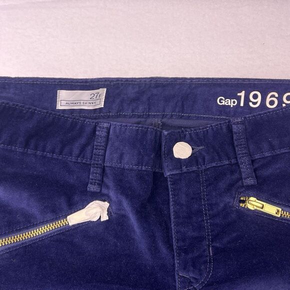 Gap 1969 Always Skinny Zipper Pockets & Ankle Women's 27r Velvet Navy Pants NWOT - Picture 6 of 15